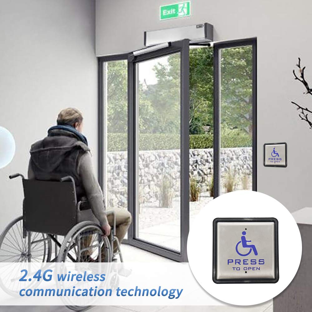 Olideauto Olide120B Residential Handicap Door Opener with 2pcs Stainless Steel Wireless Handicap Exit Buttons and 1pcs Receiver