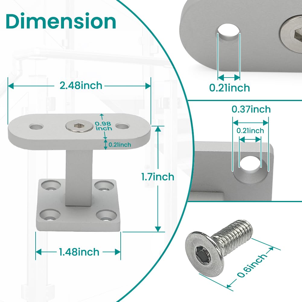 AUTOVIC Modern Straight Handrail Bracket Kit Aluminum 1.7" Height 1.5" Square Base Banister Brackets for Top of Wood Newel Post