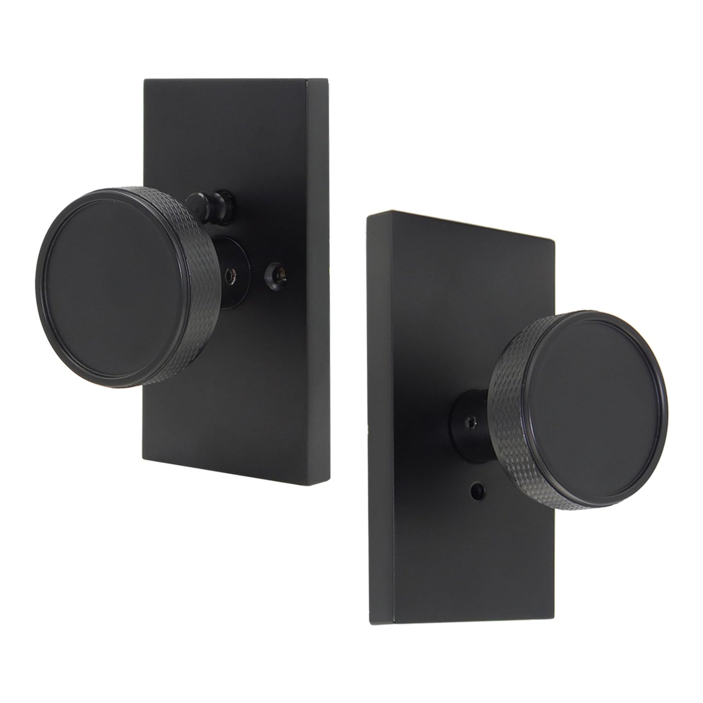 Foswdero Black Door Knob with Lock, Interior Door Knobs with Knurled Texture, Heavy Duty Door Knob Privacy Door Locks for Bedroom (1, Black)
