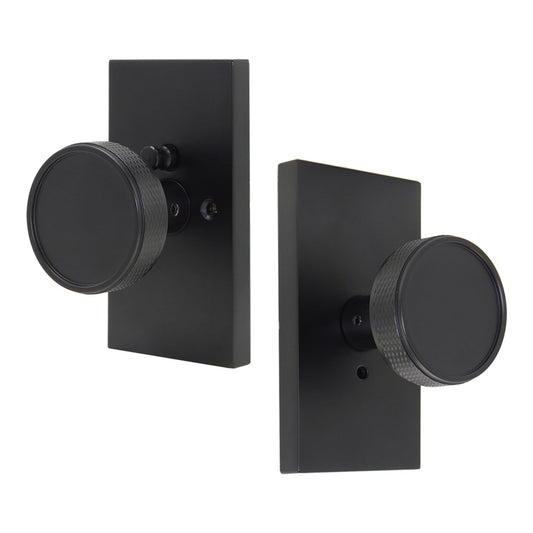 Foswdero Black Door Knob with Lock, Interior Door Knobs with Knurled Texture, Heavy Duty Door Knob Privacy Door Locks for Bedroom (1, Black)