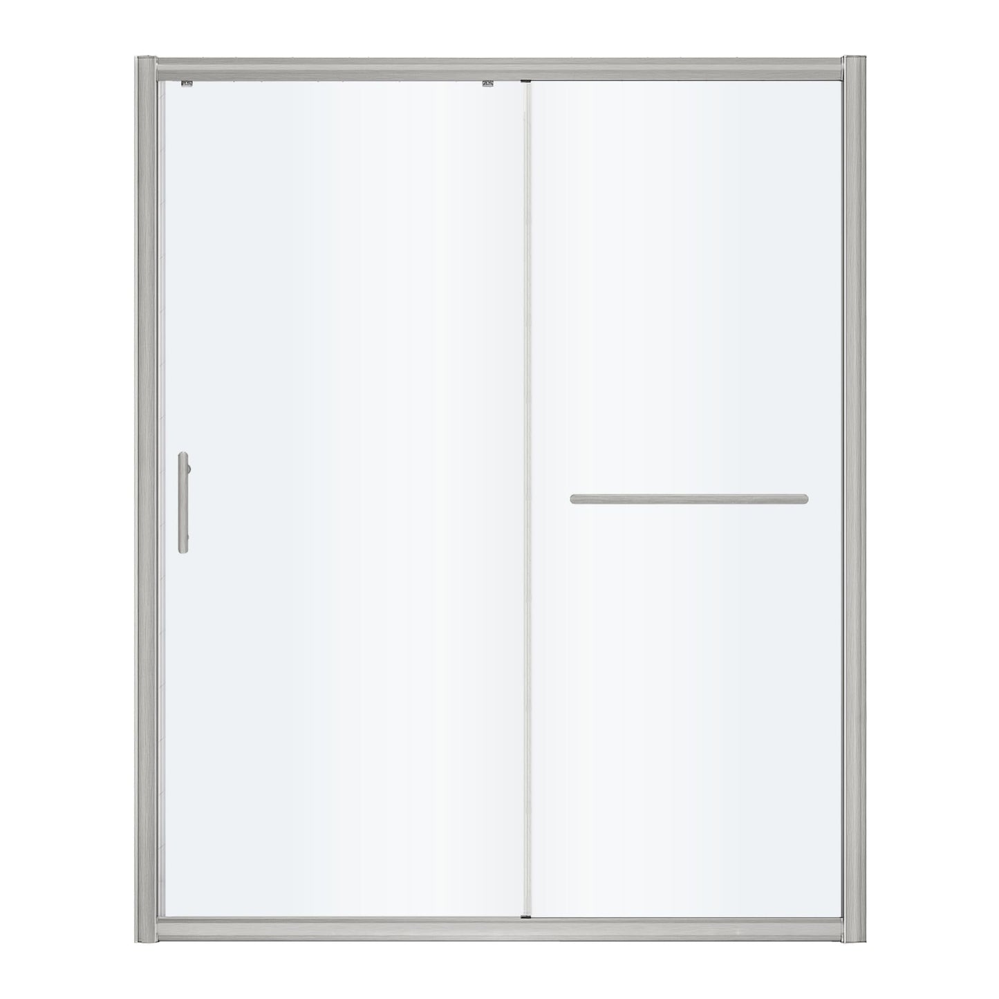 FELYL Frosted Sliding Shower Door 49-54" W x 72" H, Brushed Nickel, Single Sliding Door, Framed, 1/4" (6mm) SGCC Tempered Glass, Reversible Installation