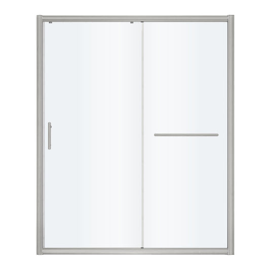 FELYL Frosted Sliding Shower Door 49-54" W x 72" H, Brushed Nickel, Single Sliding Door, Framed, 1/4" (6mm) SGCC Tempered Glass, Reversible Installation