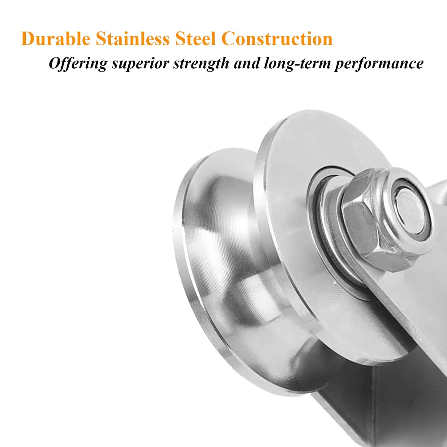 Stainless Steel U Groove Roller Gate Track Roller Heavy Duty Sliding Gate Wheels Double Bearing Garage Door Pulley Solid Bracket Plate Casters for Rolling Gate Industrial Machines