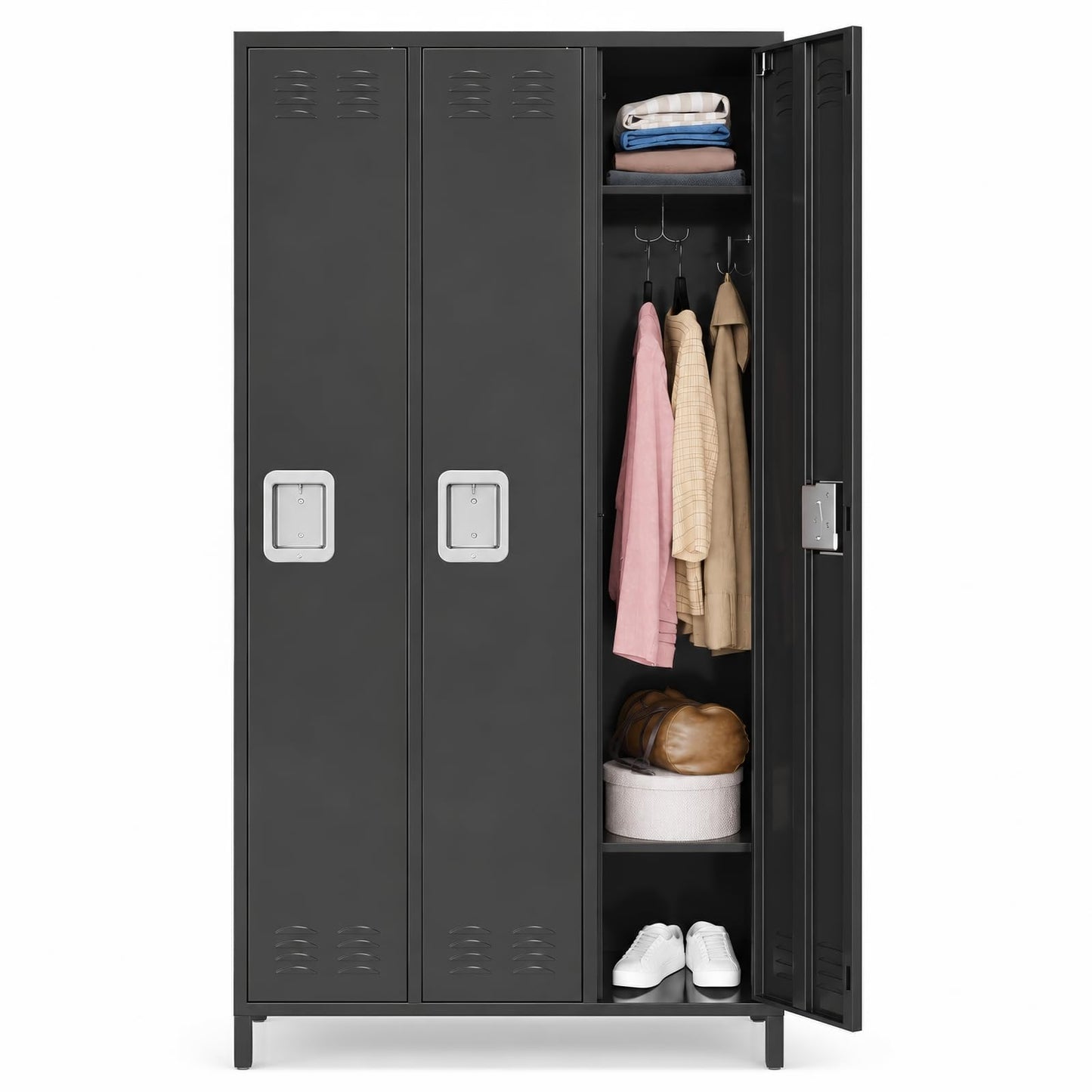 Garvee Metal Lockers for Employees 3 Doors, Office and Industrial Storage Cabinet, Double-Tier Metal Locker, Employee Metal Storage Unit, Suitable for Home, Office, Gym, School