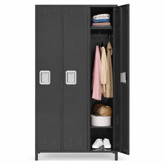 Garvee Metal Lockers for Employees 3 Doors, Office and Industrial Storage Cabinet, Double-Tier Metal Locker, Employee Metal Storage Unit, Suitable for Home, Office, Gym, School