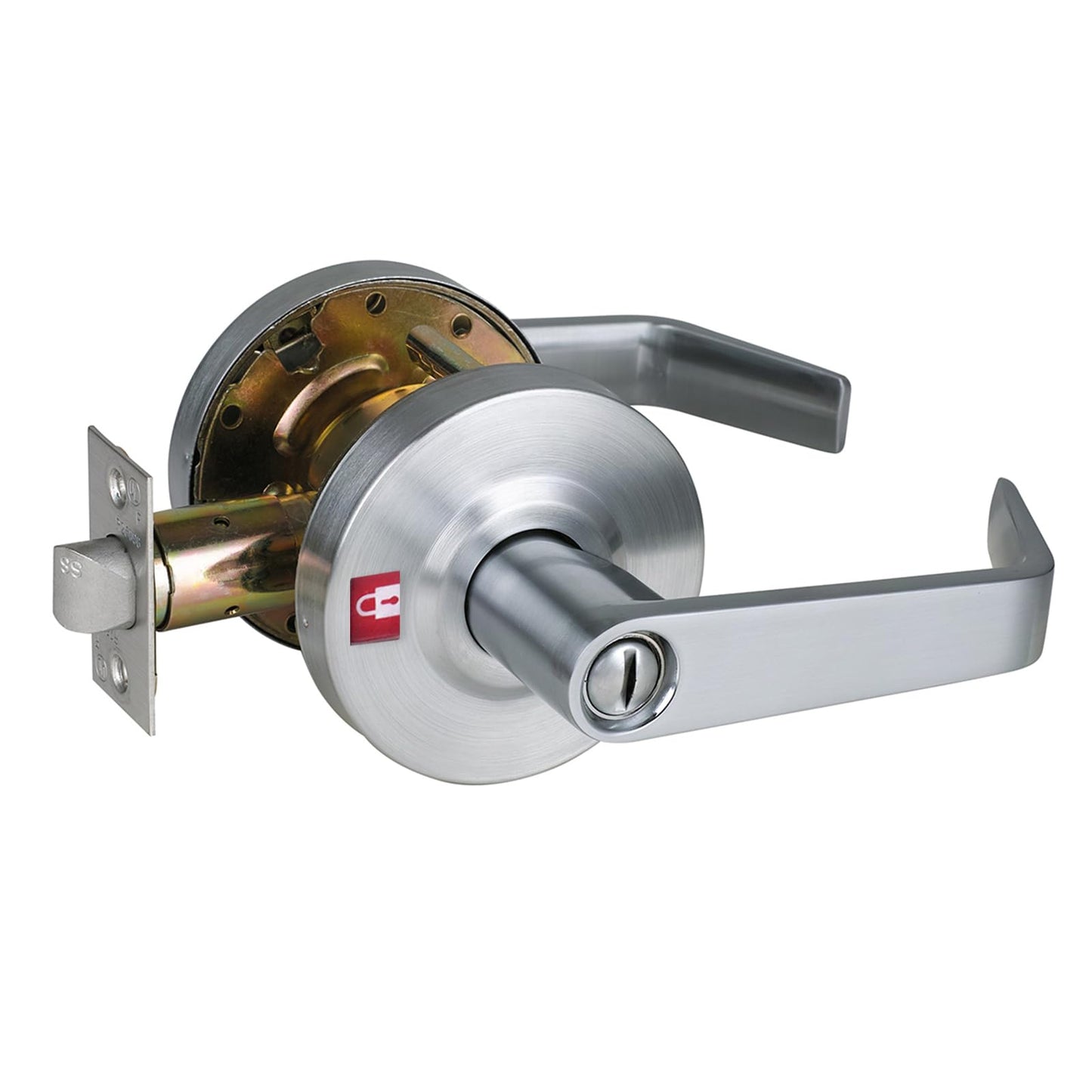 HISAFE Heavy Duty Commercial Grade 2 Privacy Door Lever, Satin Chrome Finished ADA Commercial Bathroom Door Handle, UL 3 Hour Fire Rated Ergonomic Lever, 70mm Latch