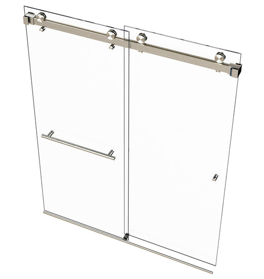 Eurotech Showers VITRA-200 56.5-59" W x 78" H Twinglide Frameless Shower Door w/ 3/8" Clear Tempered Glass (Brushed Nickel)