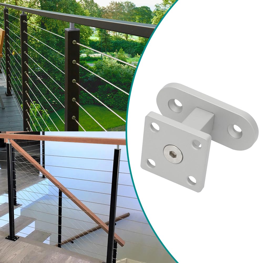AUTOVIC Modern Straight Handrail Bracket Kit Aluminum 1.7" Height 1.5" Square Base Banister Brackets for Top of Wood Newel Post