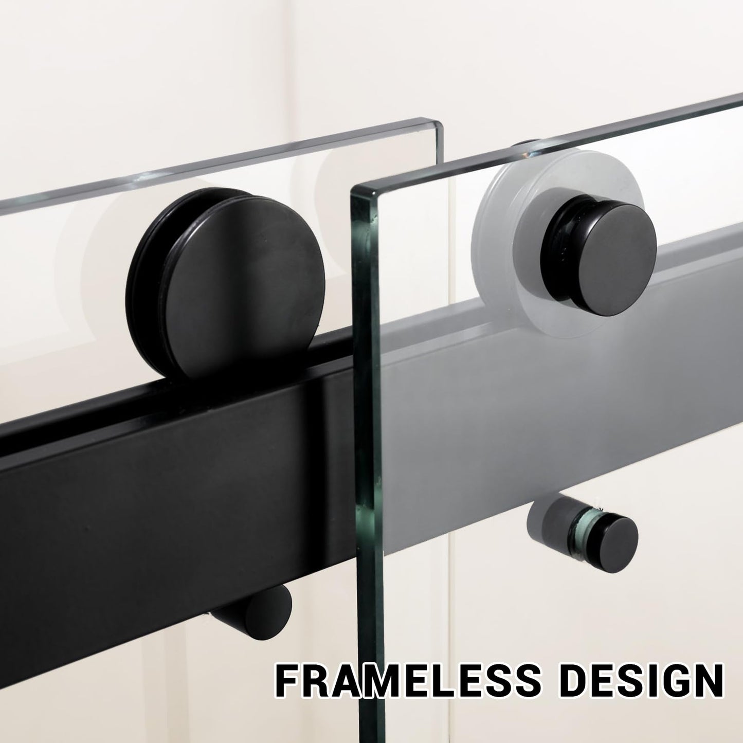 MilleLoom Shower Door, Semi-Frameless Sliding Shower Door with Explosion-Proof Film Clear Tempered Glass, Double Sliding Shower Door with Stainless Steel Handle & Water Seal Strips, 60" x76"