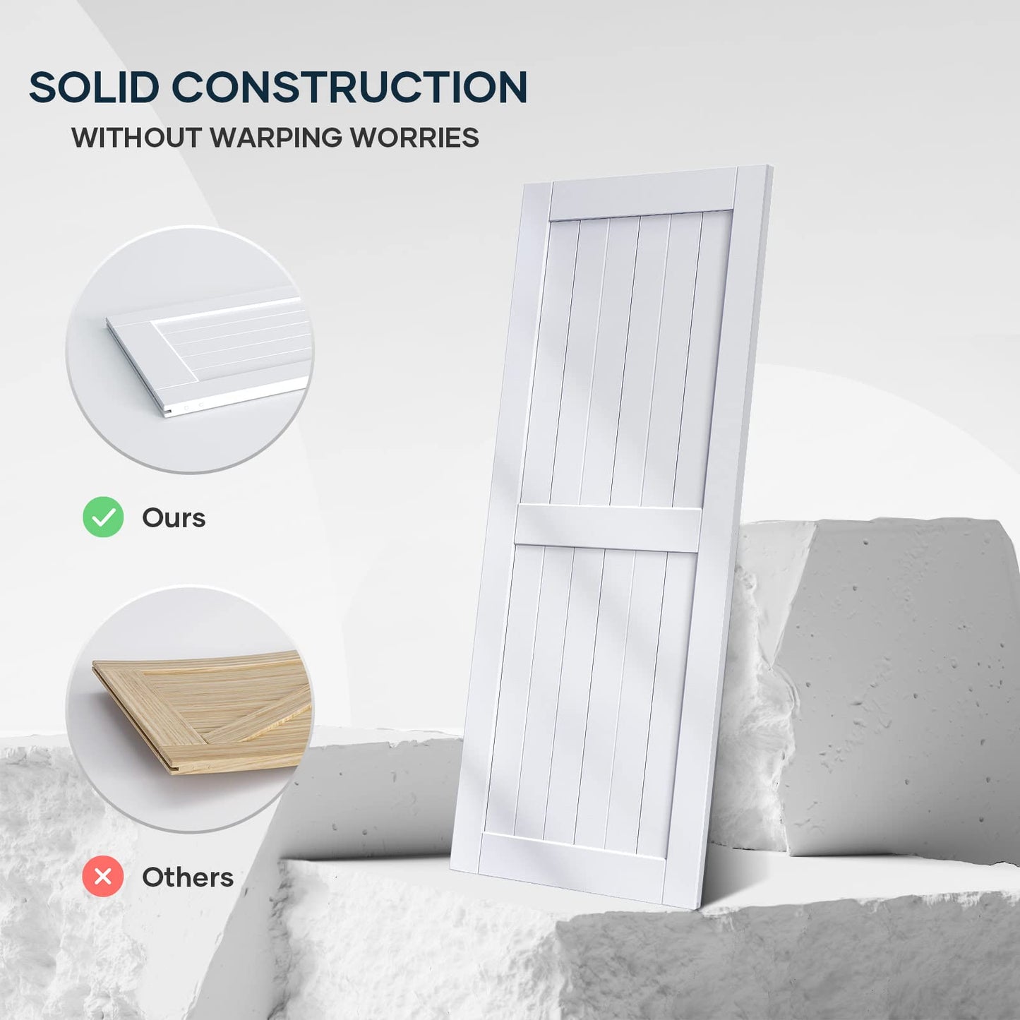 EaseLife 36 x 96 inch White Barn Door with 6.6FT Sliding Door Hardware Kit Included & Handle,Solid Wood Covered with Waterproof PVC Surface,DIY Assemblely,Easy Install,H-Frame,Fit 32-34in Wide Opening