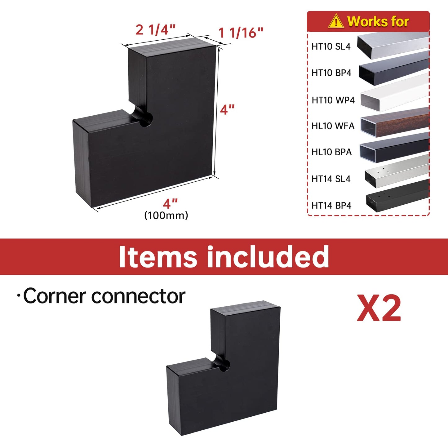 Muzata HT10 HL10 HT14 Flat Handrail Accessories - 2pack Corner Connector High Strength POM Handrail Fitting, HA02 BNP