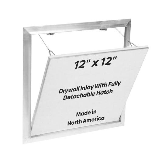 Best 12” x 12” Drywall Inlay Access Panel with Fully Detachable Hatch, 5/8” Inlayed Drywall with Touch Latches, Invisa Hatch™ Access Door with Open Pin Hinge, Welded Mill Finish, BA-IVH