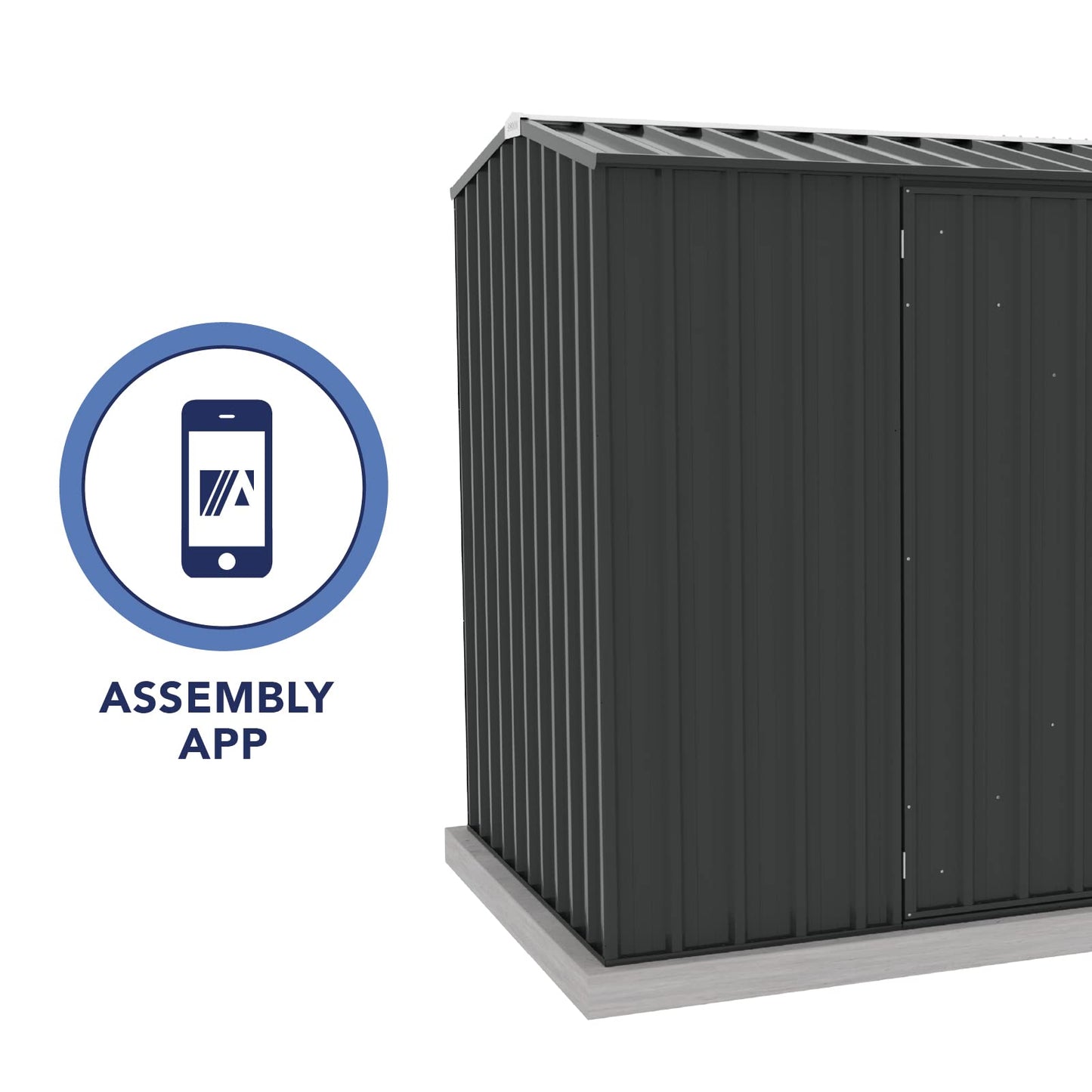 Absco Premier Storage Sheds, 10'x5' Metal Garage, DIY Backyard Shed, Utility Tool Storage, Weather & Wind Resistant Aluminum Panels & Steel Frame, Maintenance-Free, 12 Year Warranty, Monument Gray