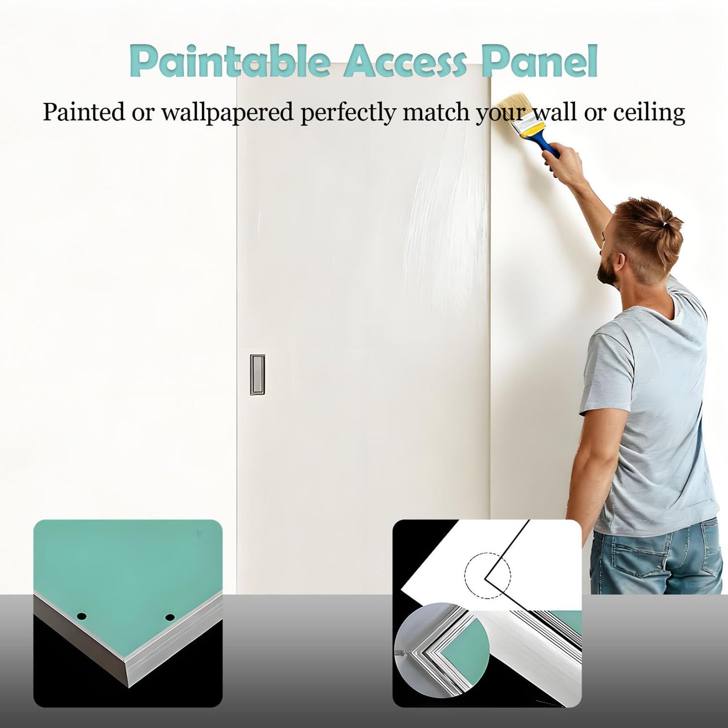 21.7''x35.4'' Aluminum Drywall Access Panel Flush Mount Paintable Wall Inspection Door for Plumbing Electricity HVAC, Recessed Attic Service Hidden Hatch for Home Garage Office (Green,55x90cm)