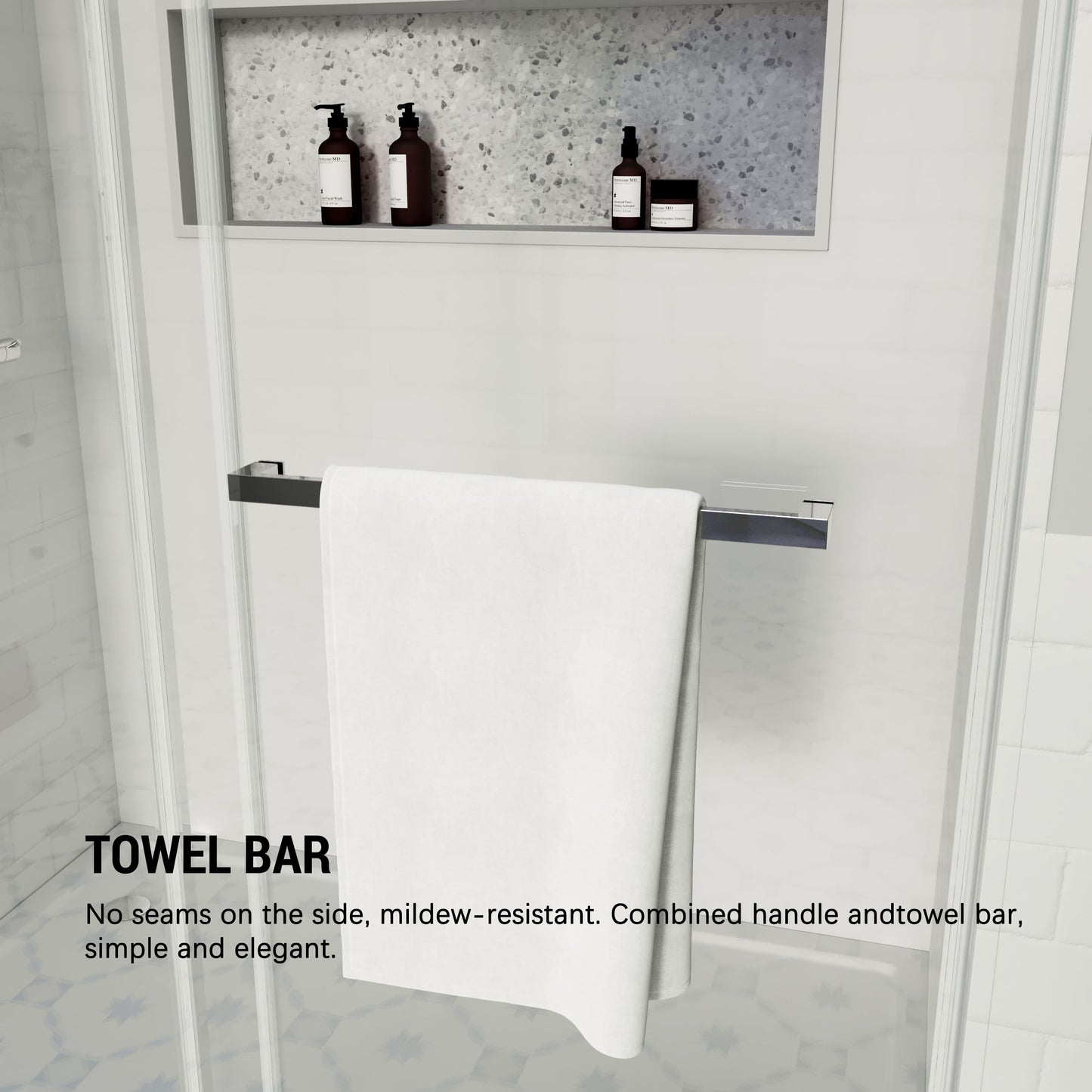 YINVANI Shower Door, 67-72" W x 76" H, SGCC-Certified 3/8" (10mm) Clear Tempered Glass, Frameless Double Sliding Shower Door, Stainless Steel Chrome Finish