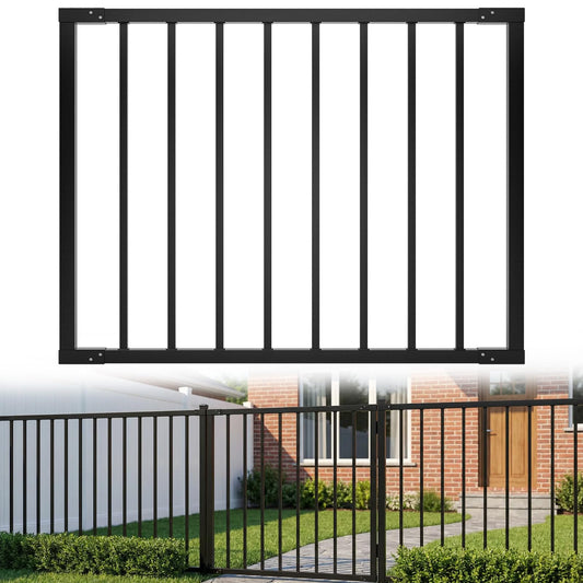Deck Fence Gate Outdoor 32.5" Hx48 W Heavy Duty Steel Anti-Rust Door with Customizable Width, Metal Gate for Residential, Yard, Patio(No Hinge)