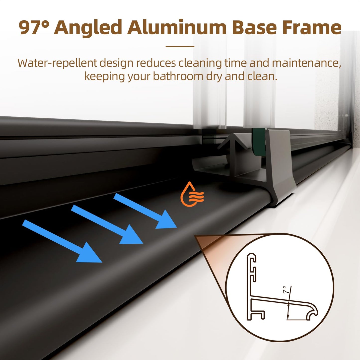 Shower Door,50-54" W x 70" H Semi-Frameless Double Sliding Glass Shower Doors with 1/4'' (6mm) Clear SGCC Tempered Glass Panel,Bypass Shower Enclosure,Matte Black