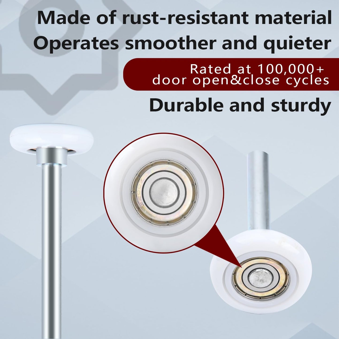 12 Pack 9'' Stem 2" Modern White Nylon Garage Door Roller, 13 Ball Commercial Grade Door Wheel Quiet/Durable and High Load, Use 6200ZZ Double Seals Precision Bearings
