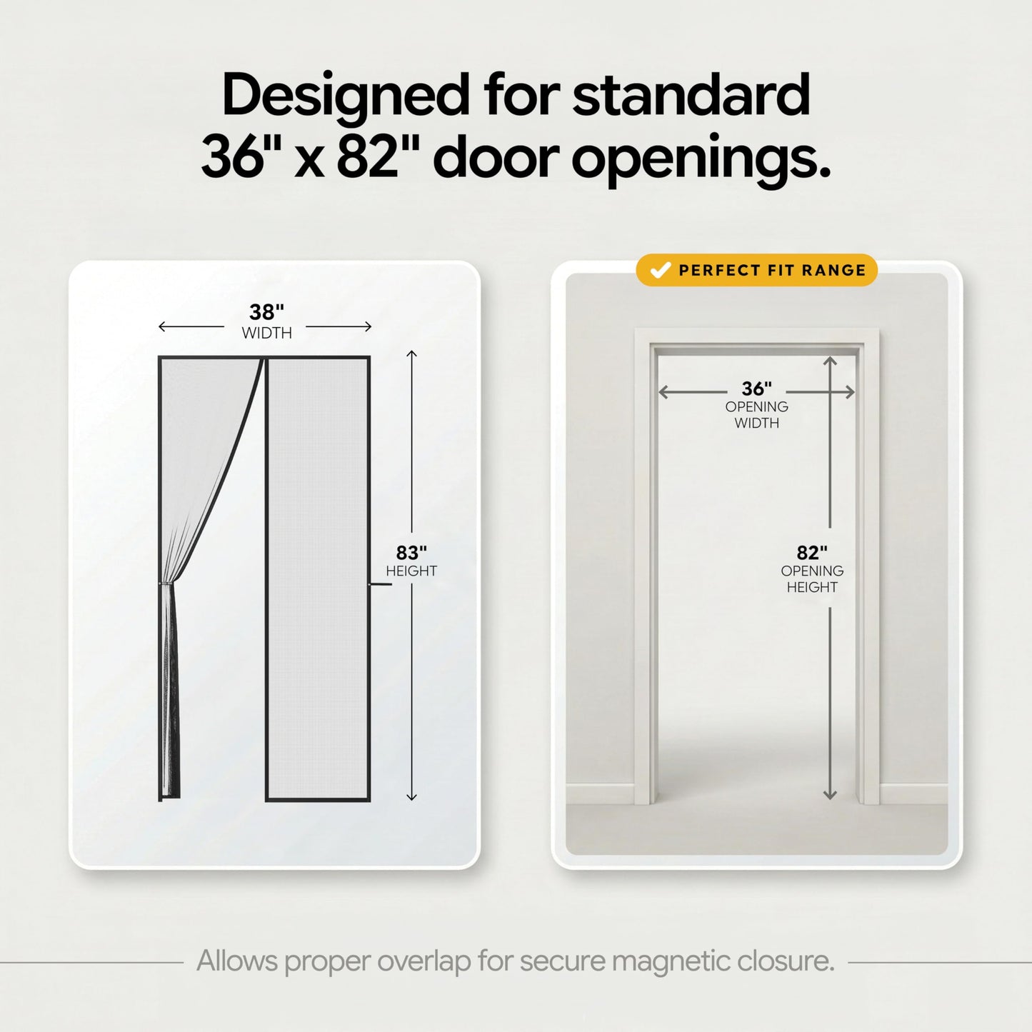 AUGO Heavy Duty Magnetic Screen Door – Fiberglass Pet Resistant Mesh, Self Sealing Hands Free Magnetic Closure, Tear Resistant Door Screen Keeps Bugs Out, Patent Pending Keep Open Feature – 38” x 83”