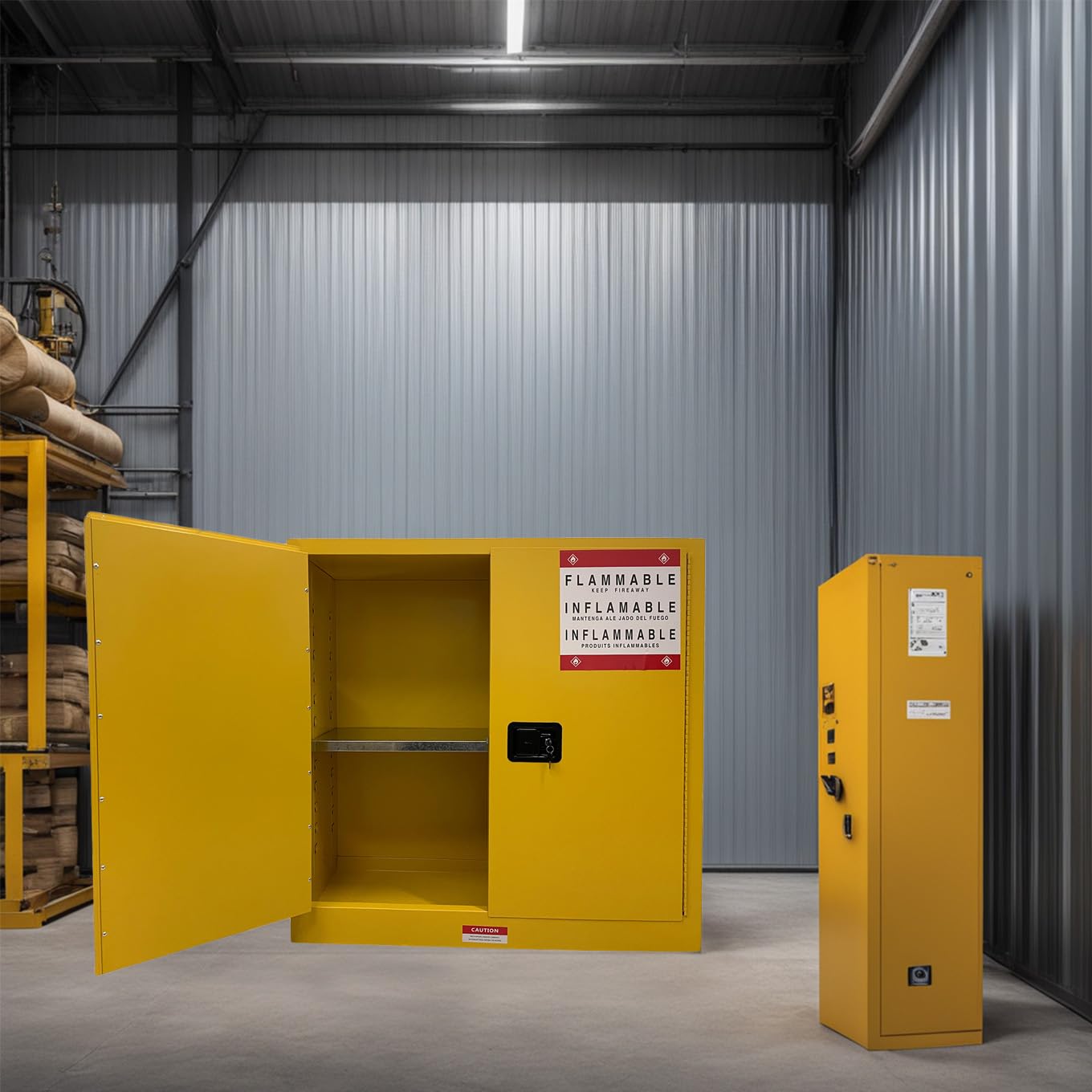 koxuyim Hazardous Materials Storage Cabinet, Industry Safety Cabinet, Cold-Rolled Steel fire Resistant Cabinet with Adjustable Shelf, 2 Manual Closing Doors for Industrial (43"*18"*44")