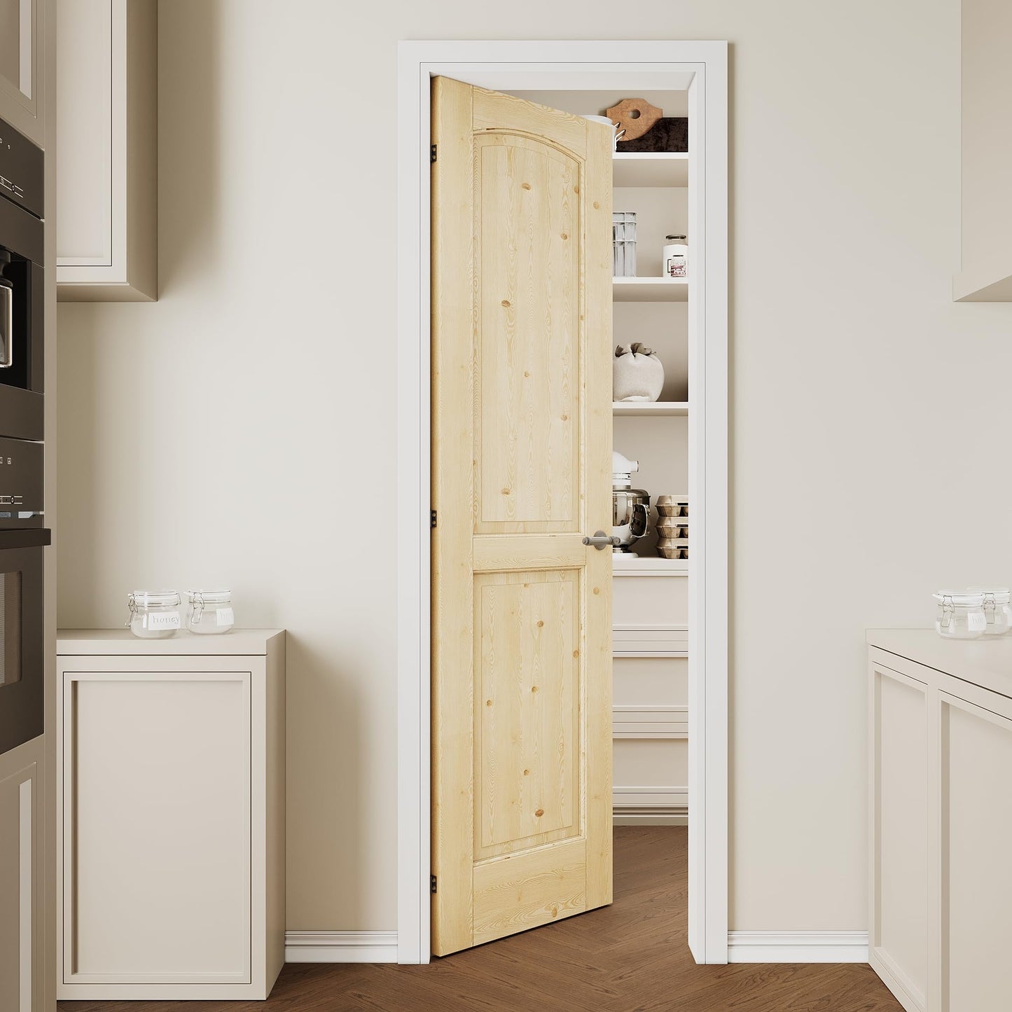 CRUTOP 24''x80'' Arch Top Pine Wood Door Slab Shaker, Solid Core Panel for Prehung Doors, Barn Doors; for Pantry, Bedroom, Closet, Laundry Room, Bedroom, Reday to Stain