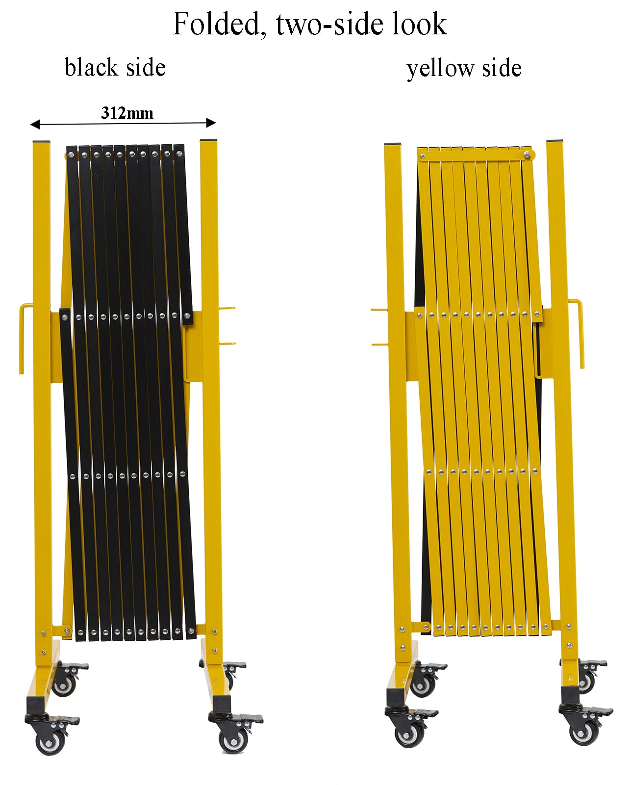 KENNISI Expandable Metal Barricade, 11 Feet, Mobile Safety Barrier Gate with Casters, Portable Retractable Fence, Indoor and Outdoor, Foldable, 1-PC…
