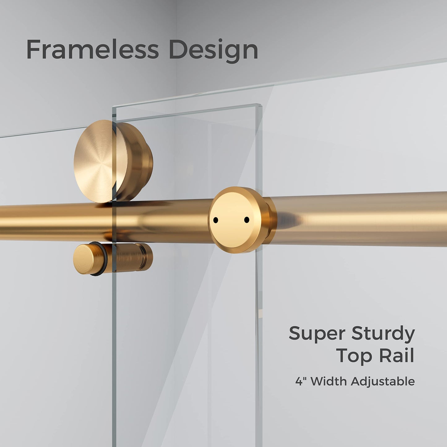 DELAVIN Frameless Shower Door, 56-60" W x 75" H Sliding Glass Shower Door, SGCC Certified Clear Tempered Glass with Explosion-Proof Film, Easy to Clean, Stainless Steel Guide Rail, Gold