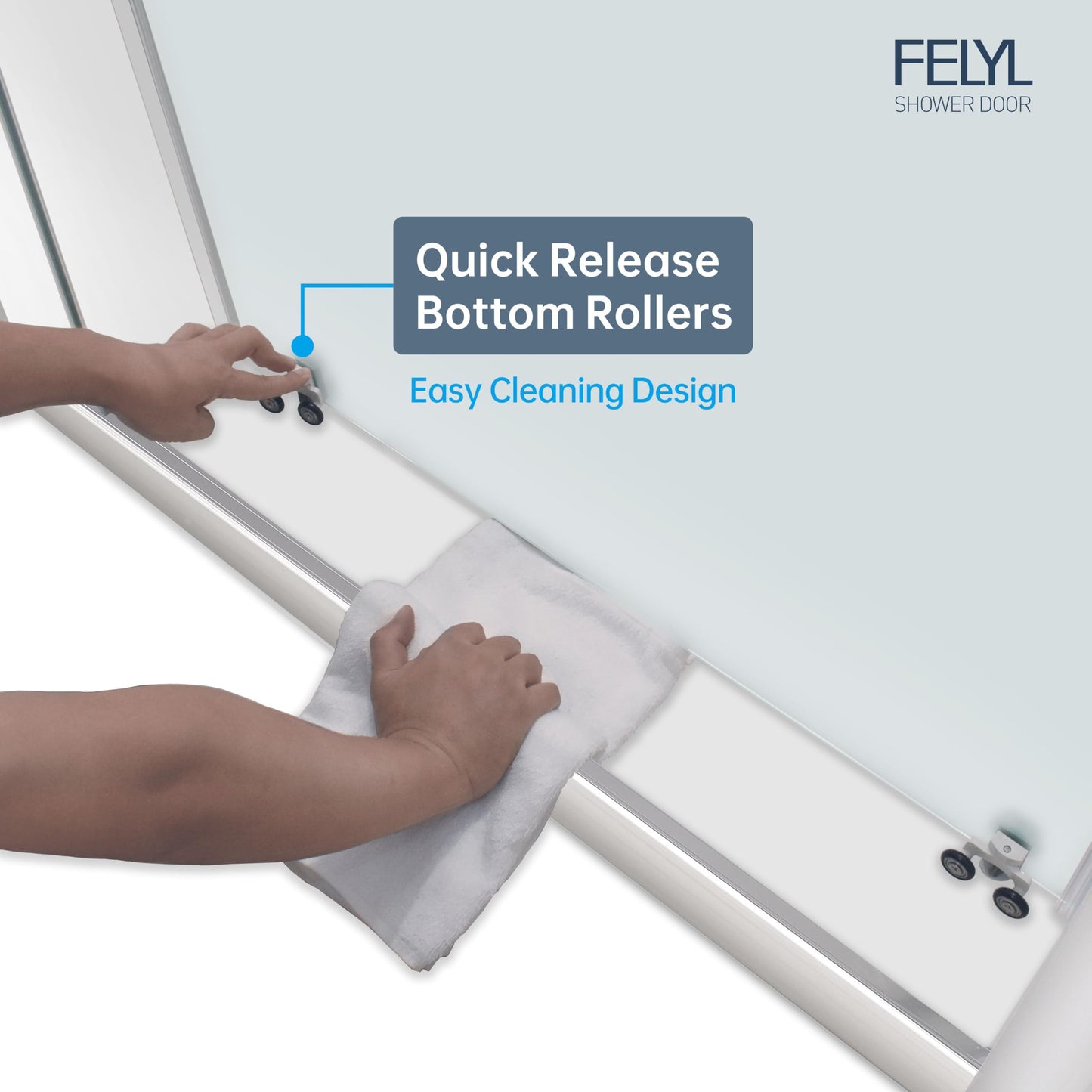 FELYL Frosted Sliding Shower Door 43-48" W x 72" H, Chrome Finish, Single Sliding Door, Framed, 1/4" (6mm) SGCC Tempered Glass, Reversible Installation