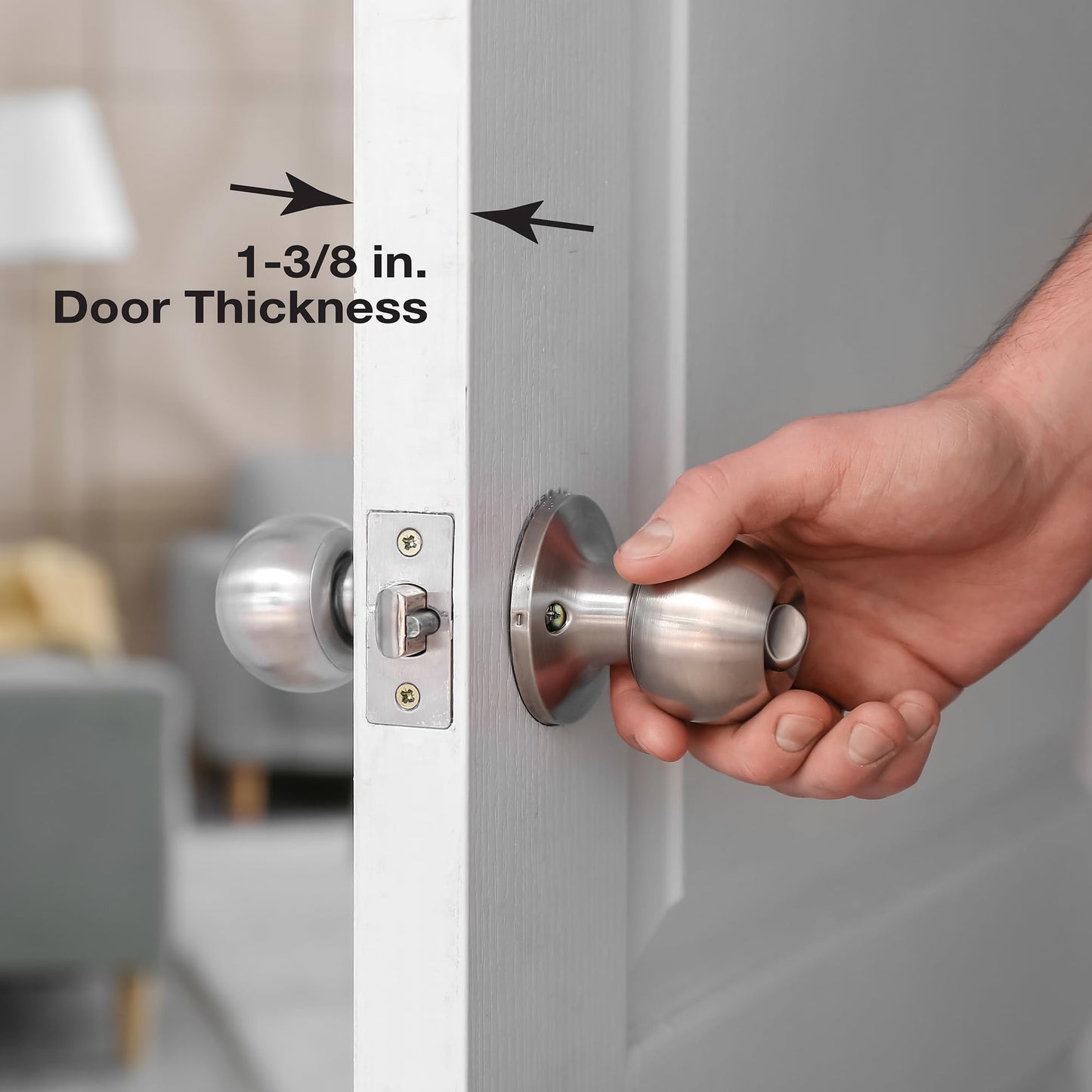 Prime-Line U 9585 Stainless Steel Lock and Door Reinforcement Plate for 1-3/8 In. Thick Doors, Stainless Steel Finish (Single Pack)