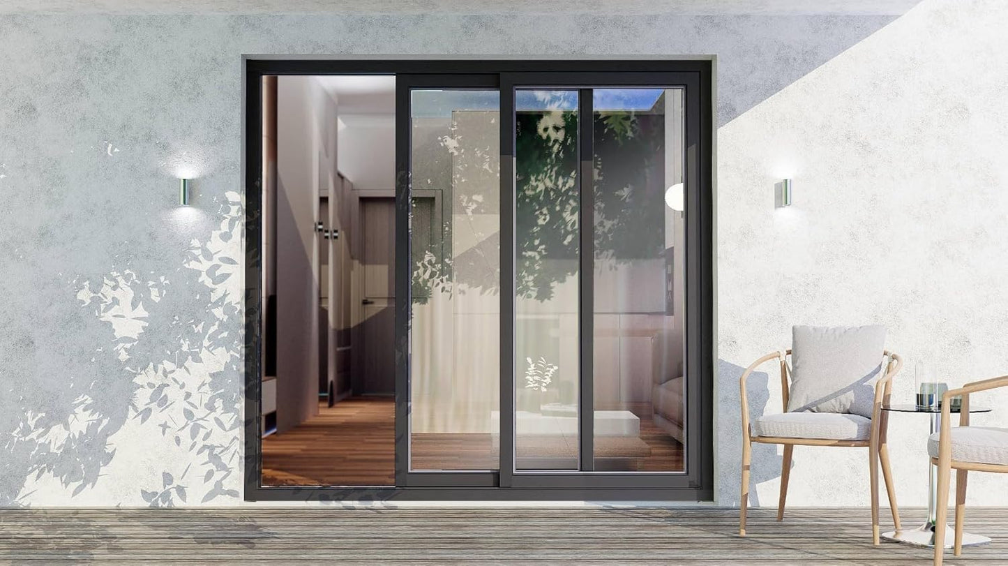 VDOMDOORS Patio Exterior Metal-Plastic Sliding Doors/Patio 8166 Grey Ash 72" x 80" Right Active Door/Tempered Clear Glass Bypass Door