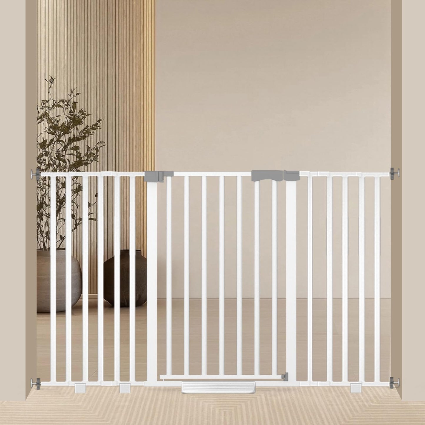Amibud Extra Wide Baby Gate Fits 30-63 Inch Wide Opening, Toddler Pet Gate for Stairs Doorways Hallways Indoor, Walk Thru Large Long Dog Gates Pressure Mounted Black