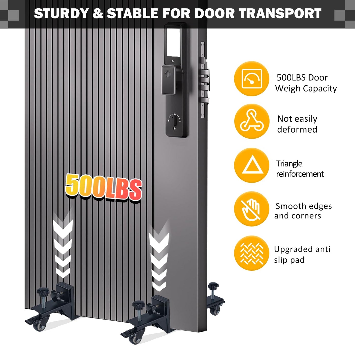 2 PCS Heavy Door Installation Dolly,Door Installation Tool，0-2.12in Door Installation Kit Hold up to 500 lbs，Door Lifter Tool with Rotating for Pre-Hung、Slab and Front Doors