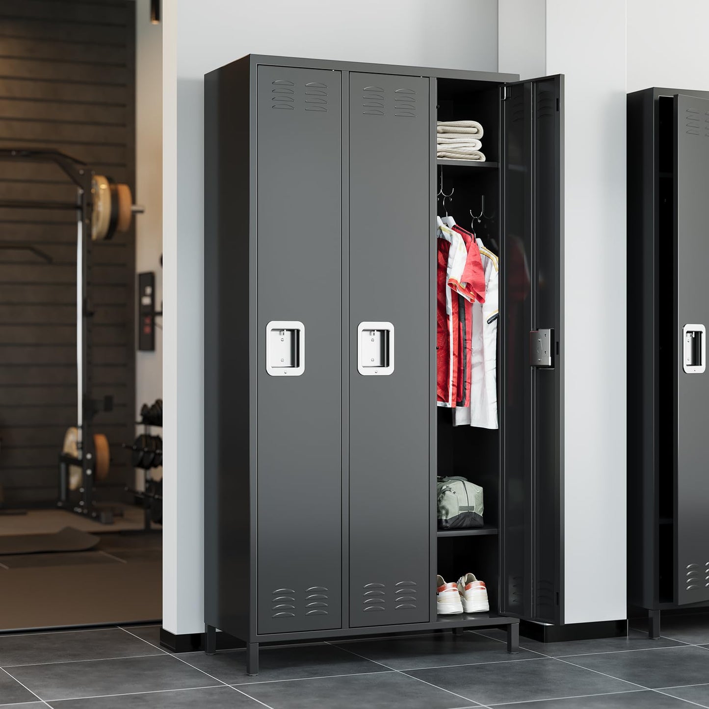 Garvee Metal Lockers for Employees 3 Doors, Office and Industrial Storage Cabinet, Double-Tier Metal Locker, Employee Metal Storage Unit, Suitable for Home, Office, Gym, School