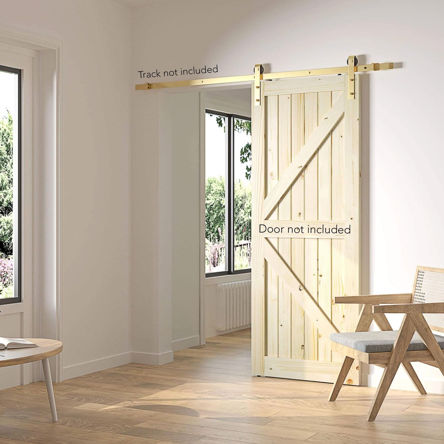 Rio Salto Brushed Brass Gold Barn Door Rollers – Extra Sliding Barn Door Hardware Kit for Interior Closet Pantry Doors – Fits 1 3/8" & 1 3/4" Panels, Supports 170 lbs – Track Not Included (Set of 2)