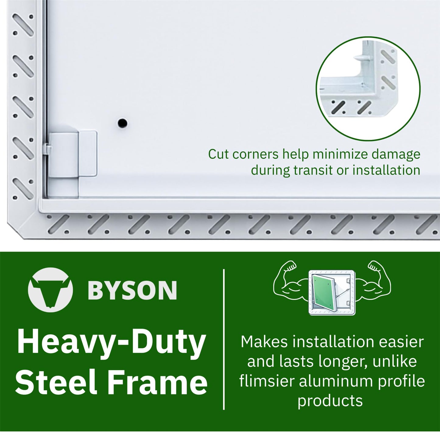 Byson Drywall Access Panel 12x12 Inches – Wall Access Door with Mud-In Flange, Heavy Duty Steel Frame, 5/8” Gypsum Inlay, Hidden Hinged Push Lock
