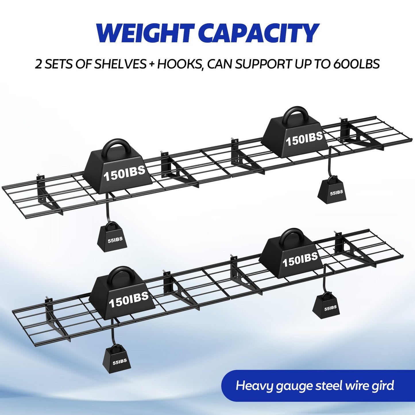 FAHKNS 2-Pack Heavy-Duty Carbon Steel Garage Wall Shelving, 1x6ft Wall Shelves, 600lbs Load Capacity, 72 inch Floating Shelf for Shop Shed Garage, Kitchen, Laundry Room