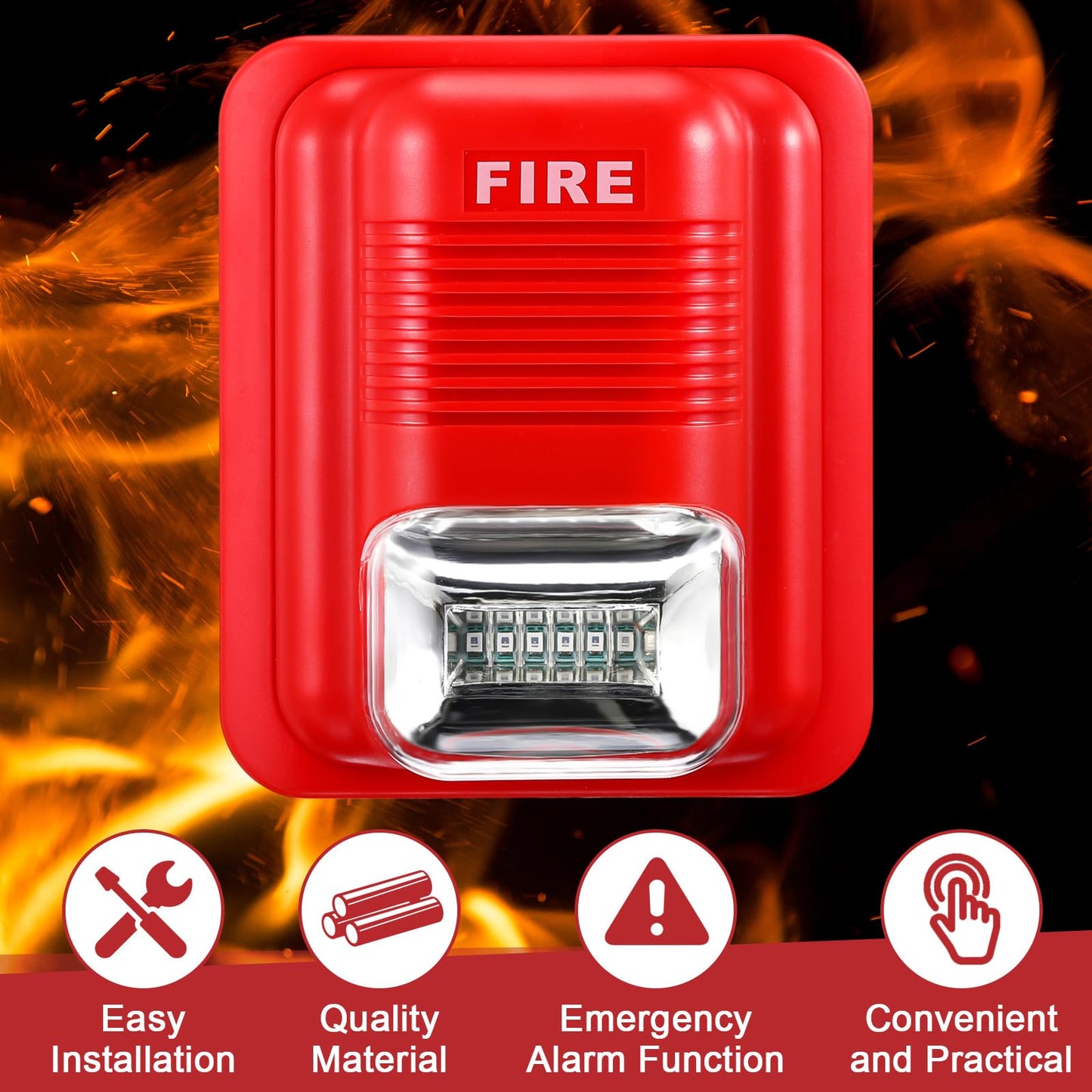 Relaxweex 4 Pcs Fire Alarm Pull Station Fire Warning Siren 12/24V DC Sound and Light Emergency Alarm Dual Action Manual Call Point with Key Security Horn Buzzer for Home or Office