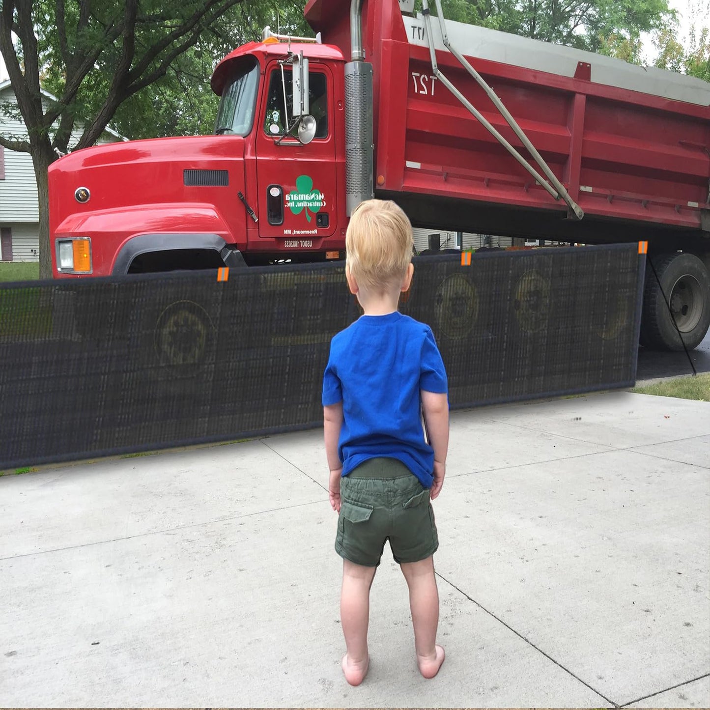 Driveway Net for Kids Safety - LUTICO 28’ Wide 40" Tall Driveway Guard with High Visibility Reflective Tape, Driveway Net to Stop Basketballs from Rolling into Street, Easy to Install（Ebony）