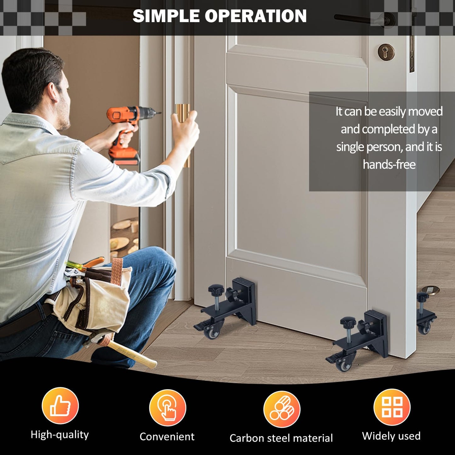 2 PCS Heavy Door Installation Dolly,Door Installation Tool，0-2.12in Door Installation Kit Hold up to 500 lbs，Door Lifter Tool with Rotating for Pre-Hung、Slab and Front Doors