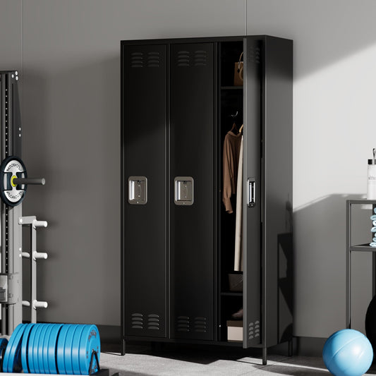 GAOMON 3 Door Metal Lockers, Industrial Double Lockers, Heavy Duty Steel Gym Lockers, Secure Storage Solutions, Perfect for Offices, Gyms, Schools and Homes, Metal Combination Lockers for Employees