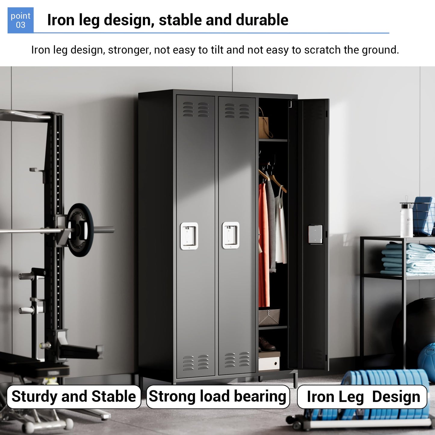 GAOMON 3 Door Metal Lockers, Industrial Double Lockers, Heavy Duty Steel Gym Lockers, Secure Storage Solutions, Perfect for Offices, Gyms, Schools and Homes, Metal Combination Lockers for Employees
