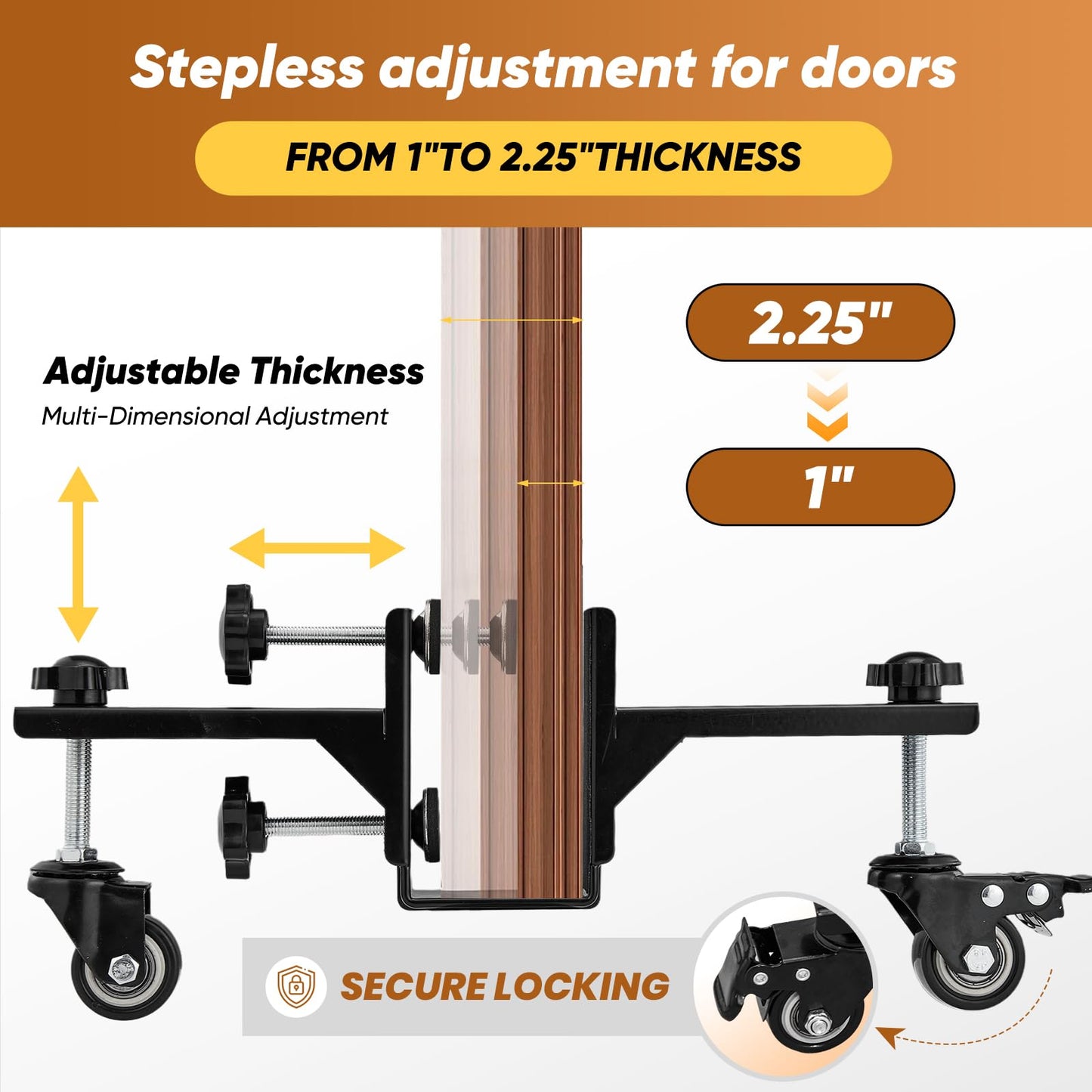 2025 Upgrade Saker Door Panel Installation Kit, Heavy-Duty Door Installation Dolly, 2PCS Door Installation Tools for 0.8 to 2.36 Inch Pre-Hung, Slab, and Front Doors, Door Lifter