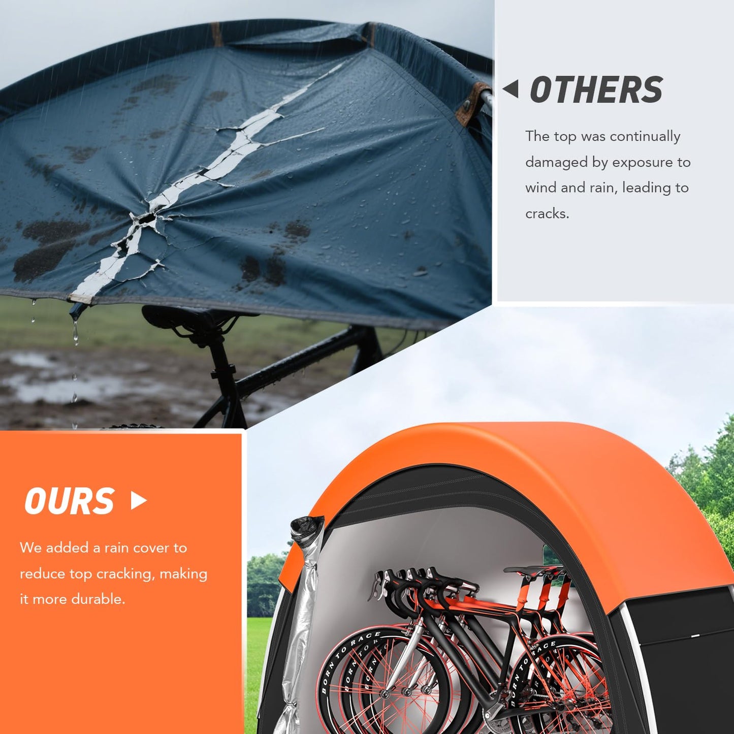 PZT Upgraded Bike Tent with Rain Cover, Portable Outdoor Storage Shed for 2-3 Bikes, 210D Oxford Fabric PU4000 Waterproof, Bike Shed/Bike Cover for Motorcycles, Garden Tools, Lawn Mower