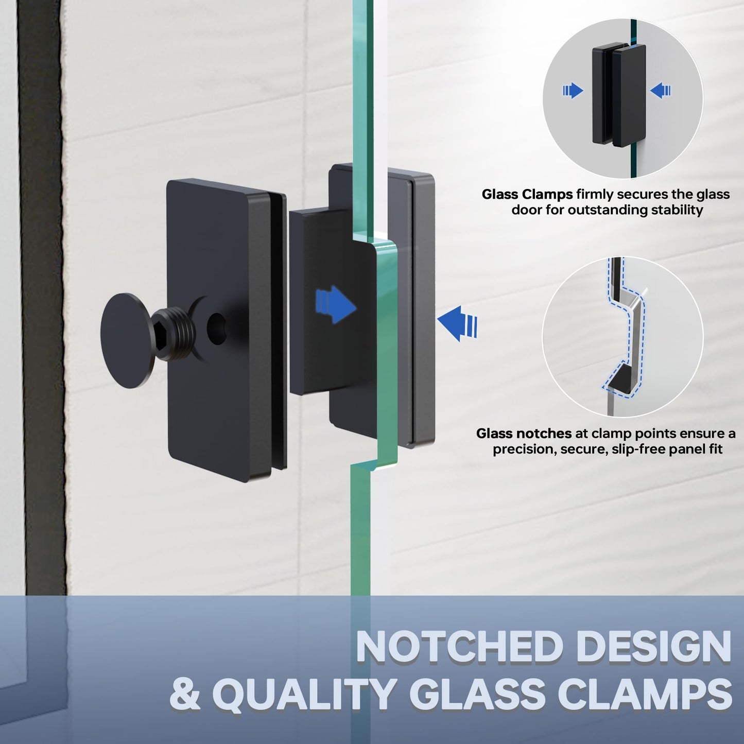 AquivaCoast Shower Door, 30.5"×78.75" Shower Glass Panel for Open Walk-in Bathroom, 3/8" (10mm) Clear Tempered Glass Shower Screen