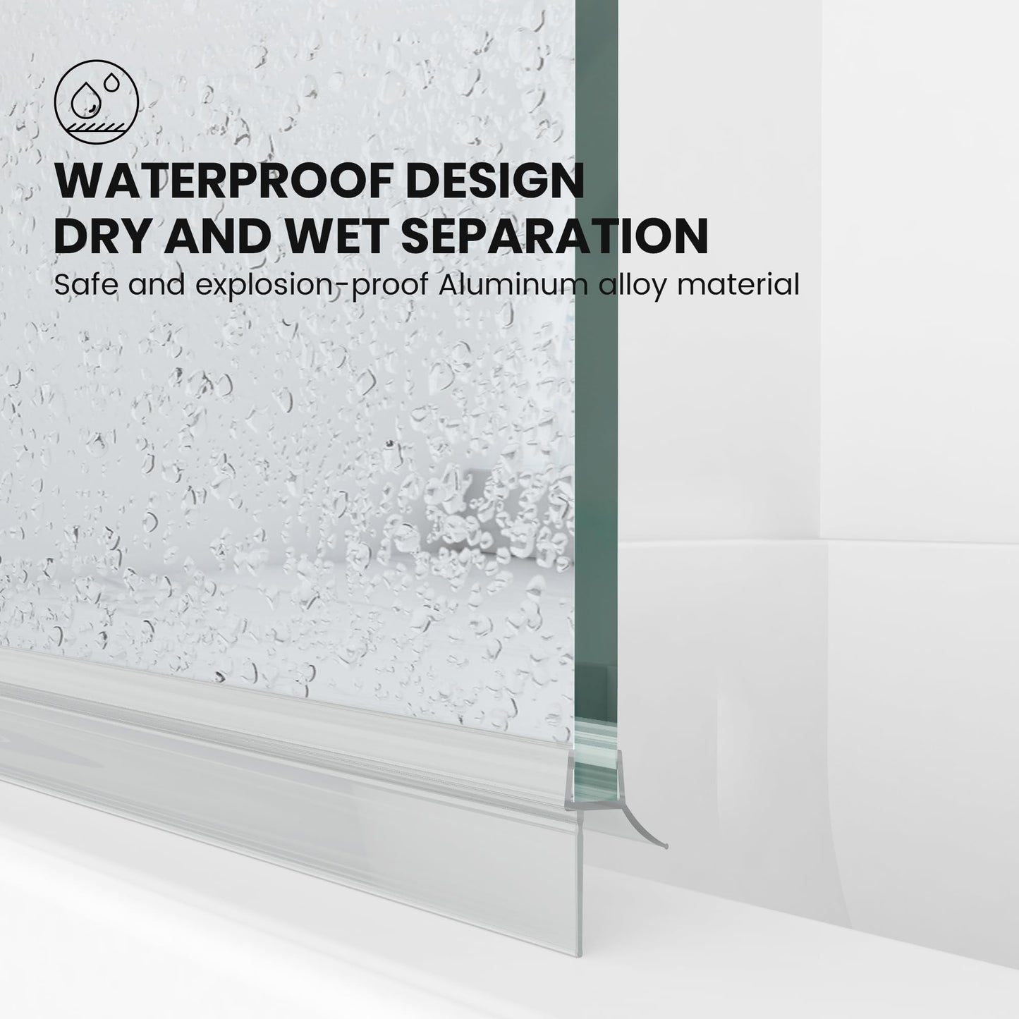 Bathroom Frameless Hinged Foldable Tub Door, Shower Glass Door 43 * 58” Shower Screen Panel with Tempered Glass (6mm), Fixed Clamps Included, Brushed Gold