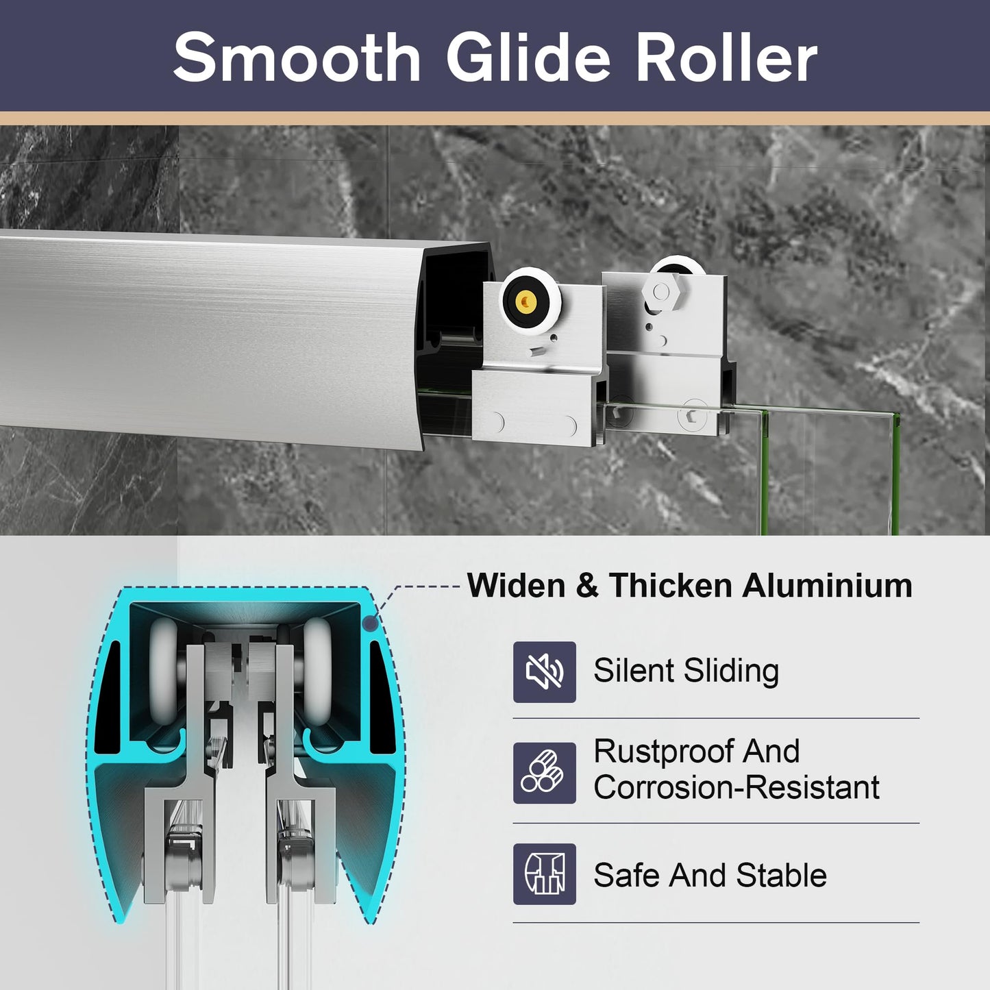 EASYWORC Double Sliding Shower Door, 49"-54" W x 70" H Semi-Frameless Glass Shower Door, 1/4'' (6mm) Clear SGCC Tempered Glass with Explosion-Proof Film and Nano Coating, Brushed Nickel