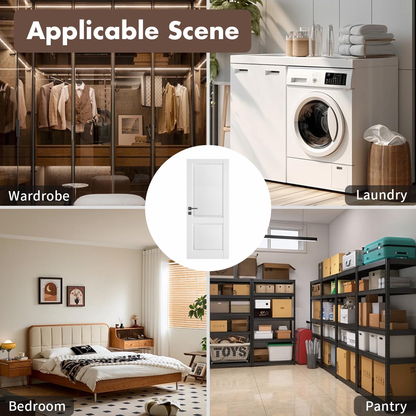 LetLuck 30"x 80" French Door Panels with a 2-Panel Design, Ideal for Closets, Storage Rooms, Bathrooms, Offices, and Interior Room Door - Solid Core Composite Material, No Hardware Included