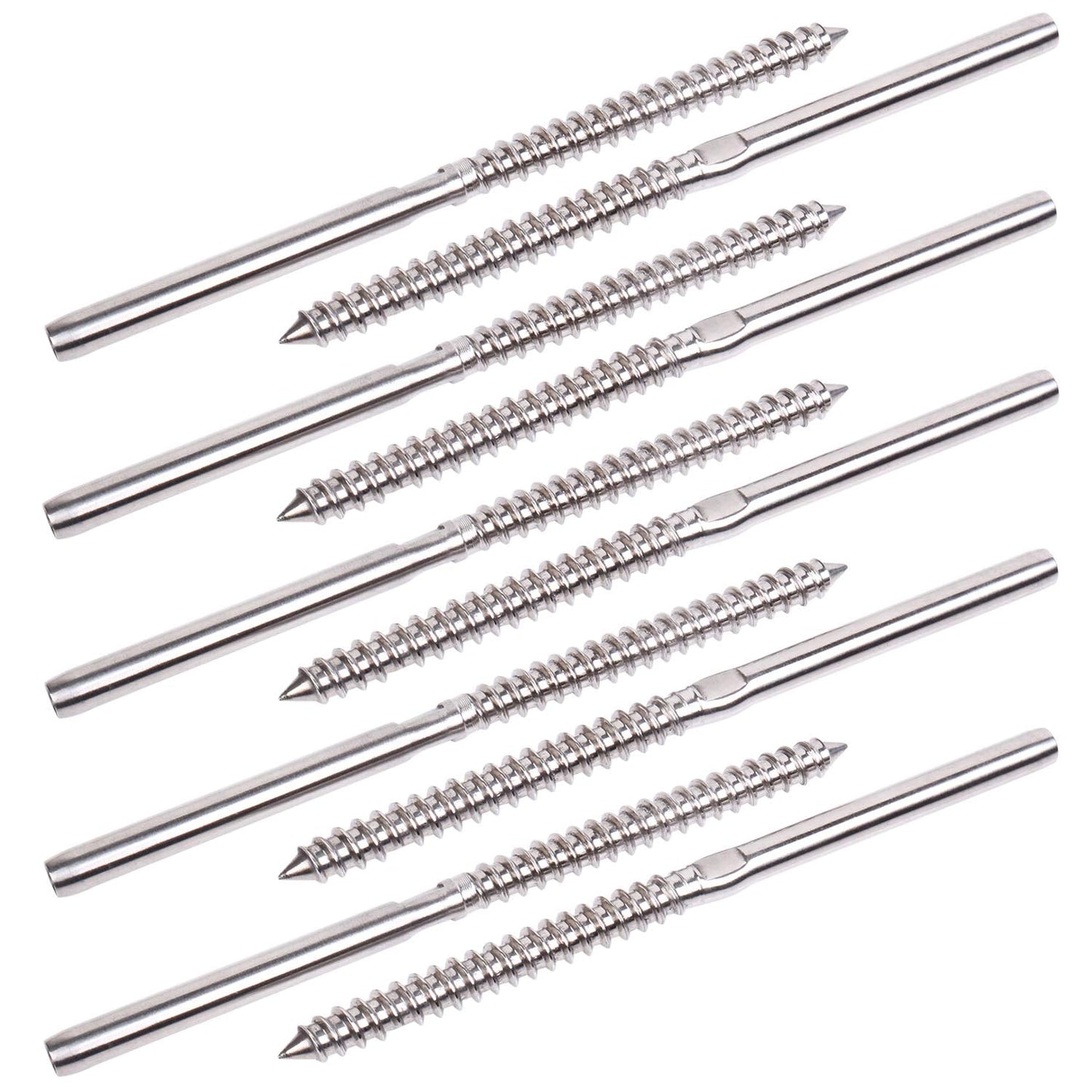 BLIKA 100 Pack T316 Stainless Steel Right&Left Handed Thread Swage Lag Screws for Wood Posts of 1/8" Deck Cable Railing Kit, Wire Railing Kit for Decks with Wrench, DIY Wood Baluster