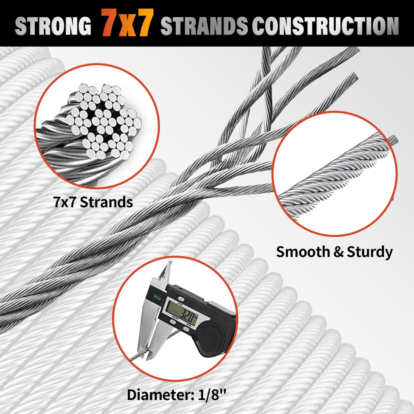 CELYND Stainless Steel Cable for Railing - 500FT 1/8" T316 Wire Rope Cable for Deck Railings System Kit