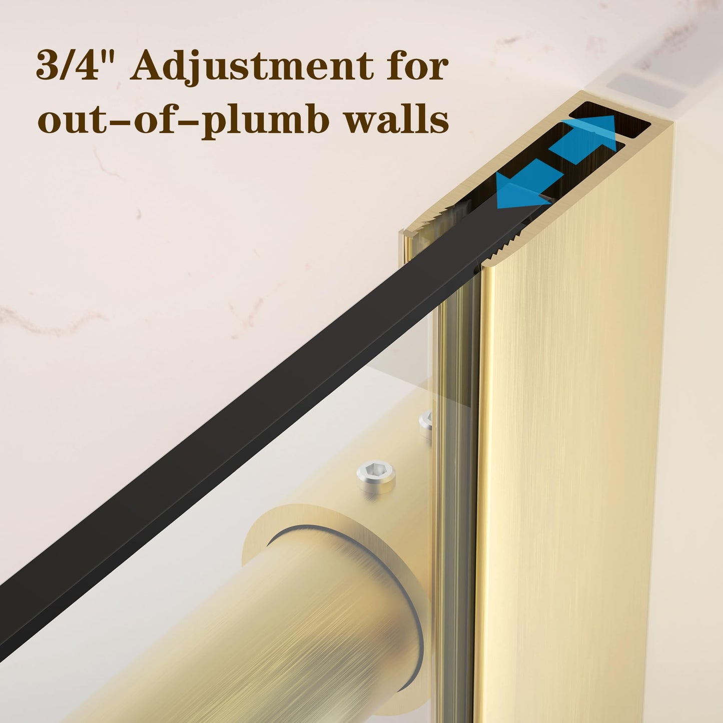 ENSO SENKA 56-60” x 76” Frameless Shower Door, 5/16" (8mm) Clear SGCC Tempered Glass, Bathroom Glass Sliding Shower Doors, Brushed Gold